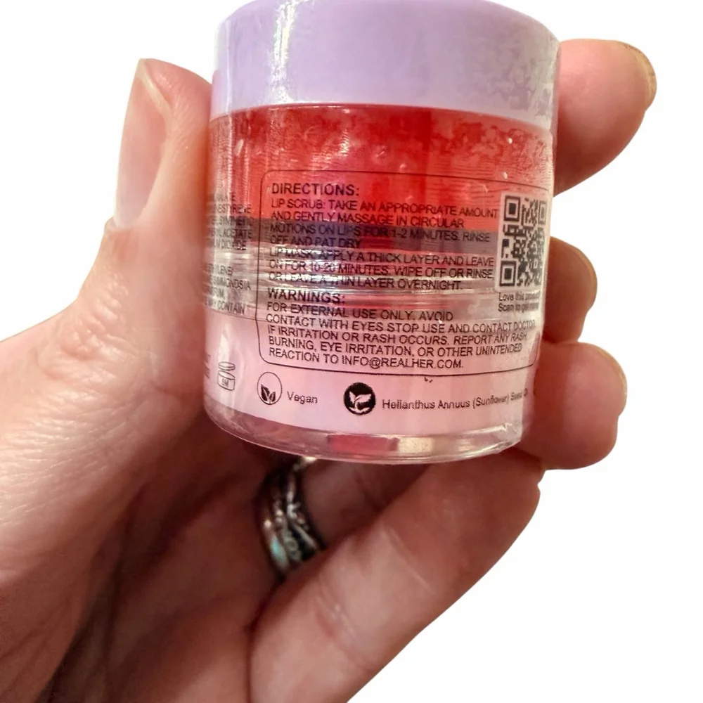 REALHER Confident Glow Lip Mask & Scrub Duo 0.26 oz New Sealed Vegan